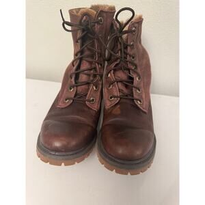 Timberland Women's brown suede colorblock pattern lace up boot size 7.5